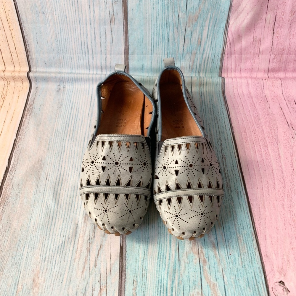 Baby blue spring step fusaro Perforated leather Slip-On Loafers - Picture 2 of 12